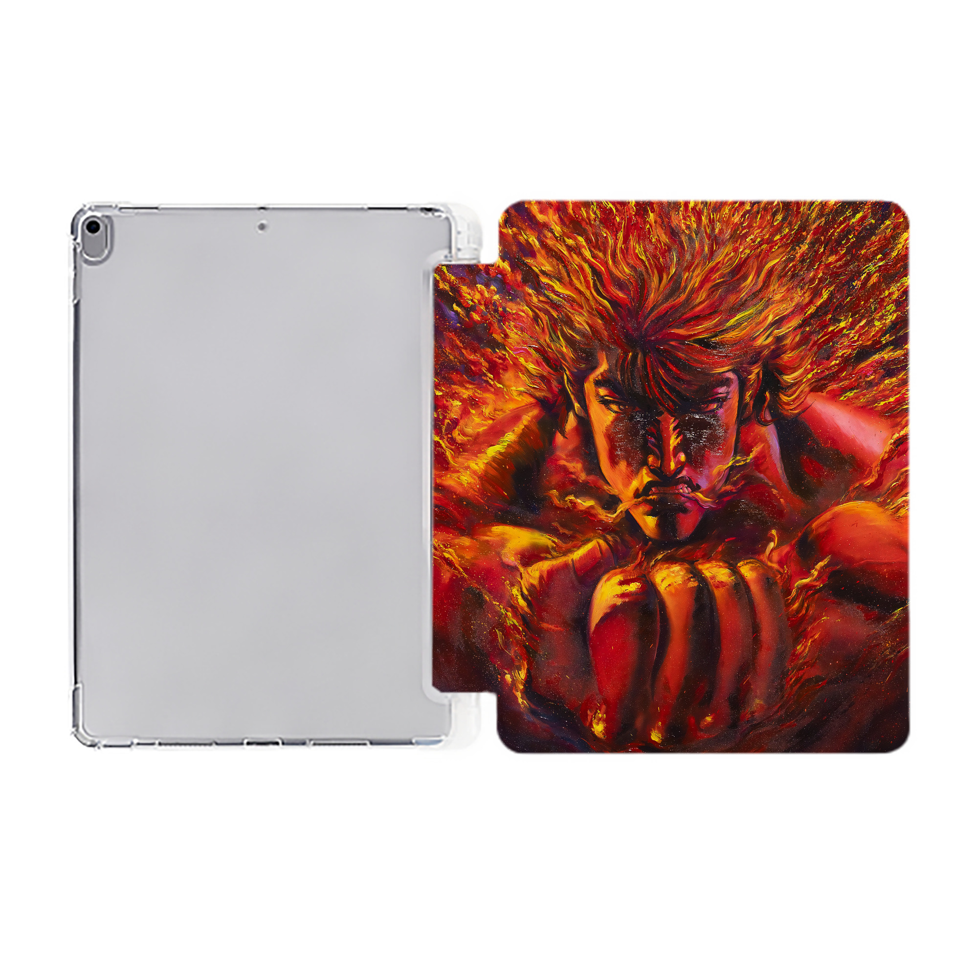 （画像用） 北斗の拳 Fist of the North Star IPad ケース ペン収納付き 三つ折りスタンド PUレザー×シリコン 対応機種9.5/10.5/10.9インチ